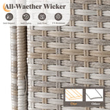 LUXOAK 9-Piece Wicker Patio Furniture Set with Swivel Rocking Chairs, Curved Sectional Sofa with Storage Table, All-Weather Outdoor Conversation Set with 6" Armrests, for Backyard/Garden/Deck LUXOAK