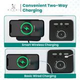 Home Theater Seating, Gaming Chairs for Adults, Wireless Charging Movie Theater Chairs, Power Recline Loveseat with 6 Cup Holders and Tray, Powerful in-Built Speaker, USB Ports, Air Leather – White Naomi Home