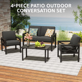 NATURAL EXPRESSIONS Outdoor Patio Furniture 4 Pieces Set, Modern Patio Conversation Sets, Outdoor Sectional Metal Sofa with 5.5 Inch Cushion and Coffee Table,Black NATURAL EXPRESSIONS