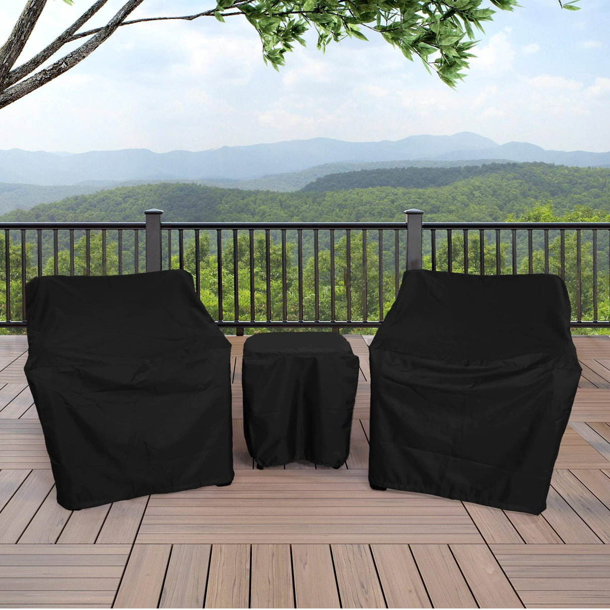 Baner Garden Patio Furniture Covers,Outdoor Furniture Cover Waterproof,Patio Furniture Set Covers for 3 Piece Outdoor Bistro,Patio Sofa Covers Set for 2 Chairs and Coffee Table,Black BANER GARDEN