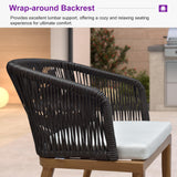 PURPLE LEAF 2 Pieces Outdoor Dining Chair All-Weather Wicker Aluminum Frame Patio Dining Chair for Lawn Garden Backyard Deck with Cushion Teak Armchair PURPLE LEAF