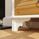 Elegant ECACAD 70.9" Bookcase Storage Cabinet with Carved Doors & 3-Tier Shelves in Brown & White ECACAD