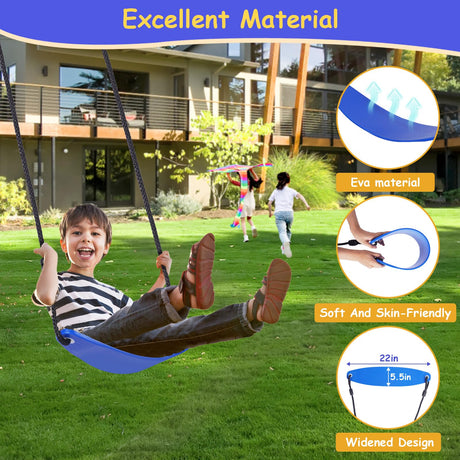 Lunafun Swing Set for Backyard with Kids Slide 440lbs Heavy-Duty Metal A-Frame 1 Saucer Swing Seat 1 Swings Seat & 1 Slide Lunafun