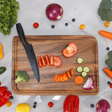 Acacia Wood Cutting Board for Kitchen - Caperci Organic Wooden Chopping Serving Board with Deep Juice Groove for Meat (Butcher Block) Veggies, Fruit and Cheese, 17 x 12" Caperci