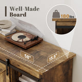 YESHOMY TV Stand for Televisions up to 65 Inchs, with Sliding Barn Doors and 4 Storage Drawers, Console Table and Media Furniture for Living Room, 58 Inch, Barnwood YESHOMY