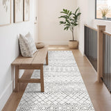 BYYVOO Hallway Runner Rug Washable 2'6"x8': Moroccan Non Slip Runner Rugs Soft Indoor Floor Carpet Low Pile Mat with Rubber Backing for Living Room Kitchen Bedroom 2'6"x8' Geo Grey BYYVOO