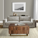 The Urban Port 33-Inch Lift Top Storage Trunk Coffee Table, Square, Mango Wood, Natural Brown TUP THE URBAN PORT