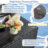 Vongrasig 7 PieceS Outdoor Patio Furniture Sets, Outdoor Sectional Rattan Sofa, PE Manual Weaving Wicker Patio Conversation Set with Cushion, Glass Table, Red Pillow (Beige) Vongrasig