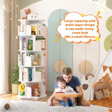 Aheaplus 360° Rotating 5-Tier White Bookshelf Tower Aheaplus
