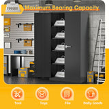 Greenvelly 72" H Metal Garage Storage Cabinet with 2 Doors and 4 Adjustable Shelves, Black Metal Cabinet with Lock, Metal Tool Cabinet for Office,Home, Garage, Gym, School Greenvelly