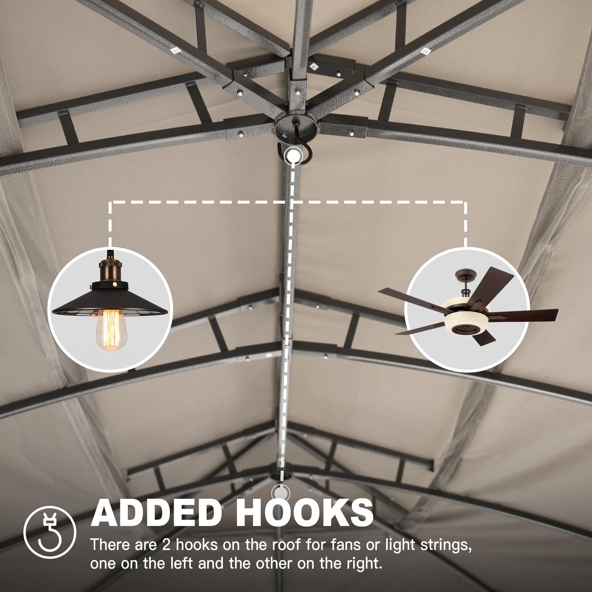 Domi Gazebo 10x14FT, Outdoor Gazebo with Double Roofs, Privacy Curtains, Mosquito Nettings, Heavy Duty Metal Frame Party Tent Canopy for Patio, Backyard, Deck, Lawn, Grey domi outdoor living