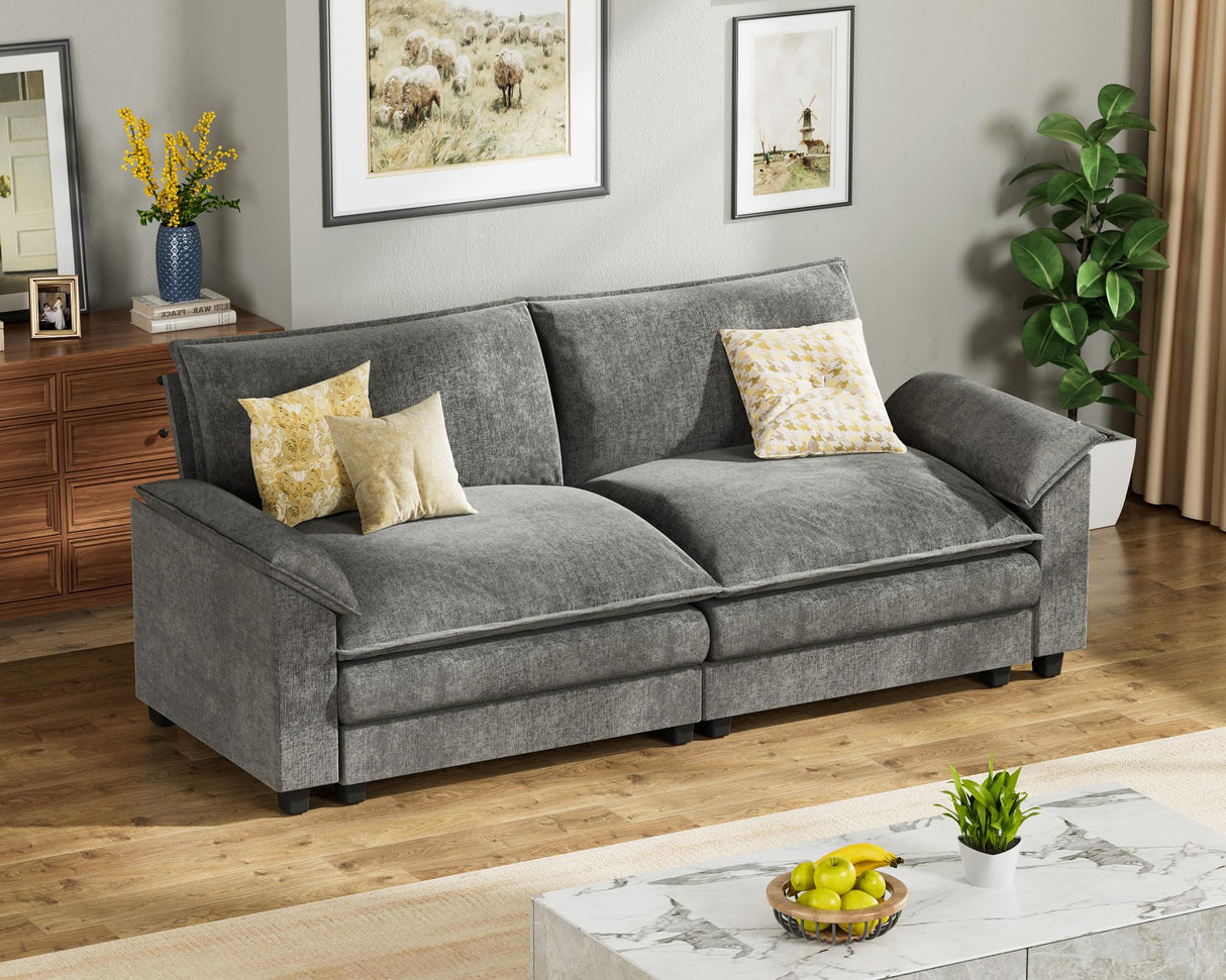 Homall 80" Modular Sectional Sofa, Loveseat Sofa Couch with Double-Layer Cushion, DIY Combination Chenille Deep 2-Seat Cloud Couch for Living Room, Apartment (Loveseat Sofa, Grey) Homall