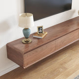 Modern Walnut TV Stand - Mid Century Floor or Floating TV Console, Versatile Entertainment Center with 3 Drawers Fits 65-75-85 Inches TV for Living Room (78.74") Etelifrank