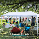 10x30 Party Tent, Outdoor White Tents for Parties, Wedding, Birthday, Large Canopy Tent with 5 Removable Sidewalls, Outside Big Event Tent for Backyard, Garden ANTSKU