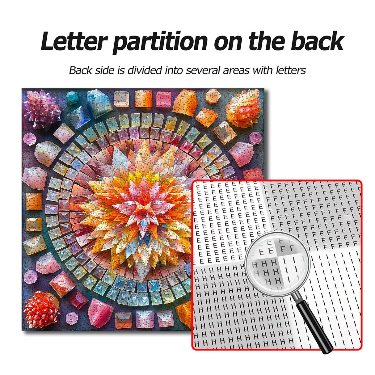 Crystal Mandala-Puzzles for Adults 1000 Pieces, Stunning Shining Colorful Crystal Mandala Puzzle, Impossible Puzzle Color Challenge Puzzle Bgraamiens