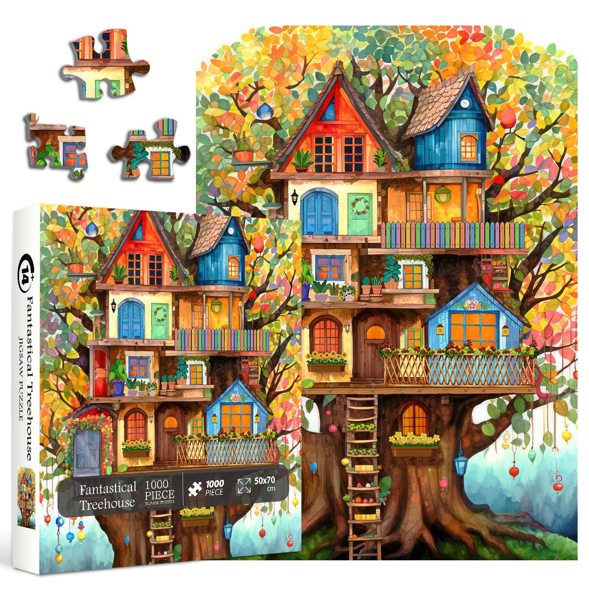 Tree House Puzzles for Adults 1000 Pieces, Fantasy Tree of Life Jigsaw Puzzles, Plant Challenging Hard Puzzles as Nature Decor PPuzzling