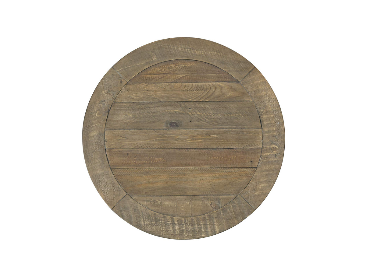 Napa Solid Wood Farmhouse Rustic Reclaimed Natural and White Stain Round End Side Accent Living Room Table, Nightstand Bedside 26" W x 26" D x 25" H Martin Svensson Home