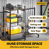 SOYEEZE Fishing Rod Holder for 28 Rods, Ground Stand Fishing Pole Holders for Garage, 3-Sided Vertical Fish Rod Rack for Tackle Box, Fishing Supplies,a Display Fish Gear Storage Gift for Man SOYEEZE