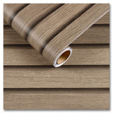 CRE8TIVE 12"x354" Wooded Slats Wood Contact Paper Brown Wood Wallpaper Peel and Stick Countertops Waterproof Wood Stripe Wall Panel Self Adhesive Wood Grain Contact Paper for Bedroom Farmhouse Walls CRE8TIVE