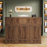 Tribesigns Reception Desk with Counter, 57-Inch Rustic Front Receptionist Table, Boho Welcome Desk Checkout Counter for Office, Retail, Lobby, Beauty Salon (Brown) Tribesigns