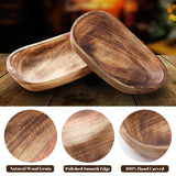 2 Pcs Wooden Dough Bowls for Decor Oblong Decorative Bowl Home Decor Fruit Vessel for Kitchen Counter Rustic Carved Serving Container Long Wooden Bread Tray for Dining Room Table(10 x 6 x 2 Inch) Unittype