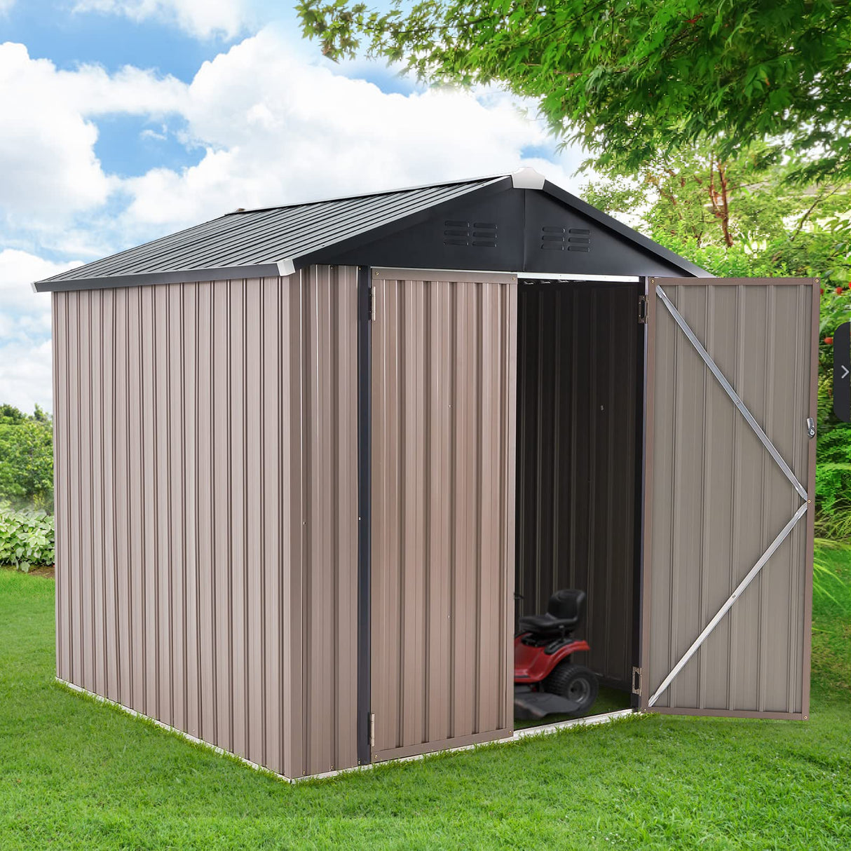 U-MAX 6x6 Storage Sheds & Outdoor Storage, Small Outdoor Storage Garden Outside Shed kit, Galvanized Metal Utility Shed for Backyard, Patio and Lawn U-MAX