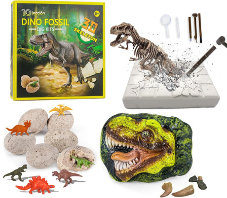 Dinosaur Fossil Digging Kit for Kids, Eggs Excavation Dig Kit, Toys for Kids 5-7 8-12, Great Birthday for Boys and Girls 10Leccion