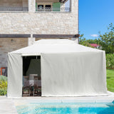 Domi 12’x14’ Gazebo Cover for Hardtop Gazebos, Outdoor Universal Winter Gazebo Cover with Sidewalls and Mesh Windows, All Season Waterproof Enclosed Gazebo Cover, White domi outdoor living