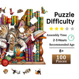 Jigfoxy Wooden Puzzles for Adults, Cat Wood Puzzles Adult, Unique Animal Shape Wooden Jigsaw Puzzles, Birthday Gifts for Puzzles Lovers Family Friend (S-8.5 * 6.9in-100pcs) Jigfoxy
