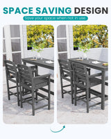 SERWALL 41" Outdoor Bar Table, All Weather HDPE Patio Bar Counter Height Table, Rectangle Patio Bar Table for Outside, Garden, Backyard, Balcony, Poolside, Grey SERWALL