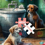 Puppy Puzzles for Adults 1000 Piece, Funny Dog Jigsaw Puzzle, Bath Party Dog Puzzle 23.9 * 23.9 inches IdeaBazar