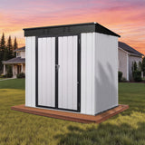 6 x 4 FT Outdoor Storage Shed, Metal Garden Tool Shed with Air Vents & Lockable Doors, Heavy-Duty Waterproof Small Bike shed Easy to Assemble for Garden, Lawn, Patio, Backyard, White LINKHOO