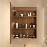 Réflexon 28x20 inch LED Lighted Medicine Cabinet with Mirror, Moisture-Resistant Wood, Stepless Dimmable, 3000K/5500K, Defogger, Adjustable Shelf, Flat-Pack Design – Assembly Required (Walnut) Réflexon