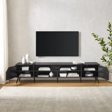 Walker Edison Nora Modern Minimal Open-Shelf TV Stand for TVs up to 90 Inches, 80 Inch, Black Walker Edison
