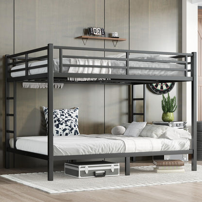 Queen Over Queen Bunk Bed for Adults, Queen Bunk Beds with 2 Ladder and Full Length Guardrail, Heavy Buty Metal Bunk Beds Queen Size/Queen Size Bunk Bed for Adults, Teens(Queen, Black)