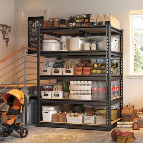 REIBII 2000LBS Garage Shelving Heavy Duty 72''H Storage Shelves 5 Tier Heavy Duty Shelving, Adjustable Metal Shelves for Garage Pantry Closet Kitchen Basement 35.5" W x72 H x 15.8" D, 2 Pack REIBII