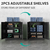 Metal Storage Cabinet with Doors and Shelves,Small Garage Storage Cabinet with Lock,Black Metal Cabinet with Locking Doors,Steel Cabinet,Lockable Storage Cabinet for Home,Office,Short Garage Cabinets SISESOL