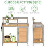 Outdoor Wooden Potting Bench Table with Sink, Garden Table Work Bench with Storage, Workstation for Outside Patio Lawn Mederla