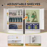 DEVAISE 71" Metal Storage Cabinet, 2-Drawer Lateral File Cabinet with Lock, Adjustable Shelves & Doors, White Garage Storage Cabinet, Heavy Duty Tall Cabinet for Home Office, Garage Organization DEVAISE