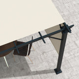 Outsunny 10' x 10' Retractable Pergola Canopy, Outdoor Gazebo with Sun Shade Canopy and Steel Frame, for Backyard, Garden, Patio, Deck, Beige Outsunny