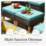 Sophia & William Patio Furniture Set 12 Piece Outdoor Wicker Furniture Sectional Sofa, Extra Large Patio Rattan Conversation Set with Ottoman for Backyard, Deck, Pool(Aqua Blue) Sophia & William