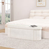 B FSOBEIIALEO Ottoman with Storage for Living Room, Sherpa Folding Storage Ottoman Foot Rest, 43.3 Inches Collapsible Bedroom Bench Cream White B FSOBEIIALEO