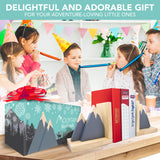 Decorably Gray Mountain Book Ends for Kids - 1 Set Non-Skid Wooden Bookends for Boys, Toddler Book Ends Decorably