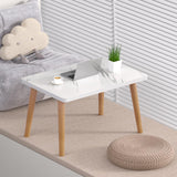Small Coffee Table for Small Space, Low Table, Floor Table Desk for Sitting on The Floor, Storage Living Room Furniture, Tatami Tea Tables with Solid Wood Legs, Home Office, Farmhouse, Rectangle White FAMIDGE