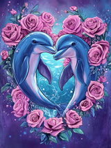 Reofrey DIY Diamond Art Kits for Adults Dolphin, Animal Full Drill Round Rhinestone Diamond Painting Kits for Adults, Cross Stitch Embroidery Canvas for Crafts Home Wall Decor 30x40cm Reofrey