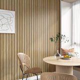 STICKEEP 3D Brown Wood Panels for Walls 120" x 12" Acoustic Slat Wall Paneling Peel and Stick Wood Panels Self Adhesive Flexible Wooden Slat Wallpaper for Bedroom Living Room Wall Decor Ceiling STICKEEP