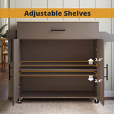 IRONCK Rolling Kitchen Island Table on Wheels with Solid Wood Top, Drop Leaf, Drawer and Storage Cabinet, 47" W Kitchen Cart with Spice & Towel Rack, Dark Gray IRONCK