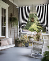 Outdoor Curtains for Patio Waterproof Black and White Stripe Indoor/Outdoor Curtain Tiebacks Simple Style Privacy Curtain Sun Blocking Grommet Drapes for Pergolas Gazebo Porch Balcony 2 Panel 54x108 Home L6