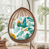 Uthem Waterproof Egg Chair Cushion Replacement Outdoor Hanging Egg Chair Cushion 47x35x7 Inches Thicken Chair Cushions with Ties, Yellow-Green Leaf Uthem