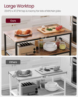 VASAGLE Industrial Kitchen Island with 3 Shelves and Large Worktop in Rustic Brown and Black VASAGLE